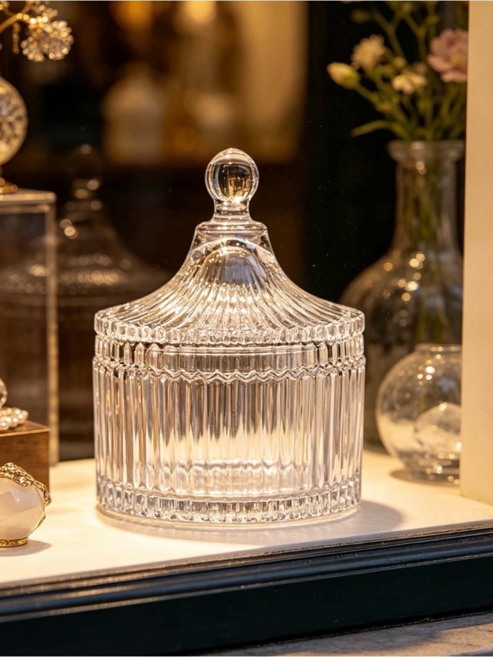 Vintage-Style Clear Ribbed Glass Jars with Lids